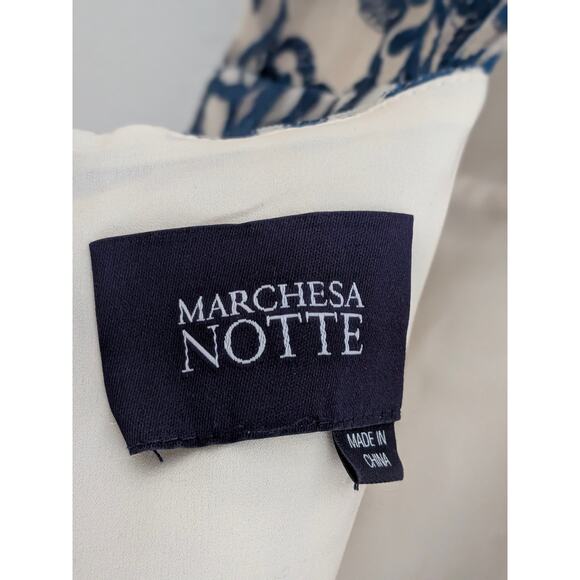 Marchesa Notte Embroidered Tulle Mini Dress Blue White US Size 10 Cocktail Party - Picture 6 of 8